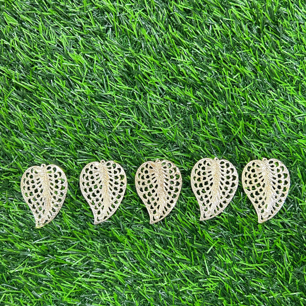 Metal Leaf Charm I - set of 10