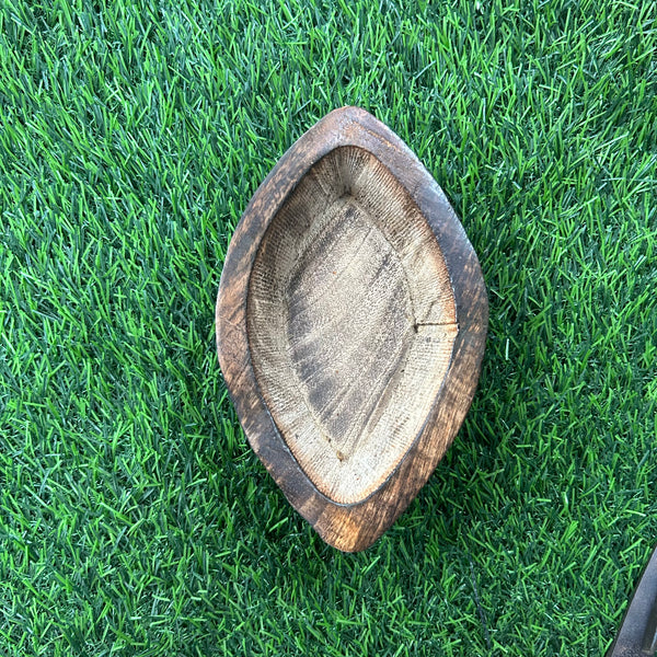 Wooden candle boat bowl 6”x4”