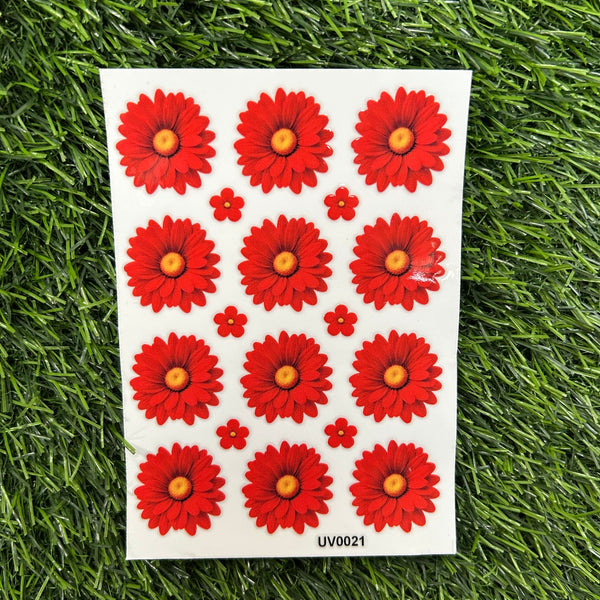 Daisy flowers UV DTF Sticker - Red