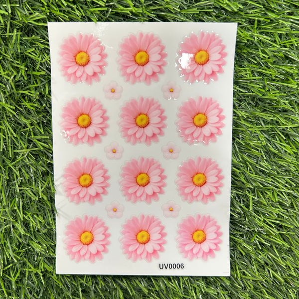 Daisy flowers UV DTF Sticker - Pink