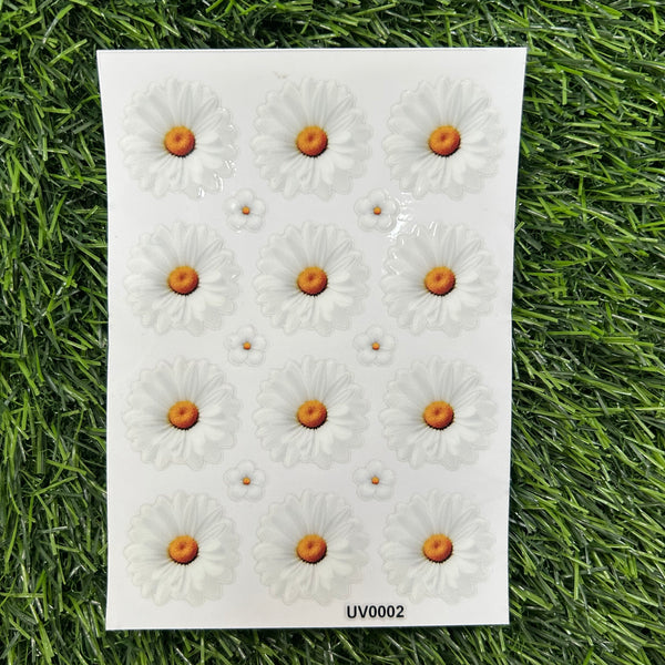 Daisy flowers UV DTF Sticker - White