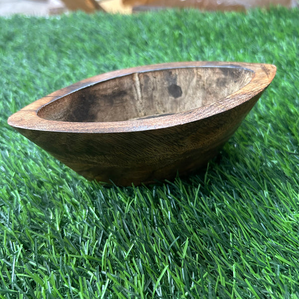 Wooden candle boat bowl 6”x4”
